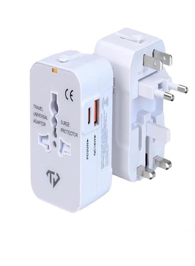 True Desire Universal Travel Adapter with QC & PD with USB 20W (Supports 22.5W PPS) & USB A 18W Universal Socket, Compact International Adapter for Worldwide Use - Image 1